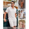 image:imageCOOFANDY Mens 2 Piece Set Summer Beach Vacation Outfits Quarter Zip Polo Shirt and Shorts SetsWhite