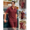 image:imageCOOFANDY Mens 2 Piece Set Summer Beach Vacation Outfits Quarter Zip Polo Shirt and Shorts SetsWine Red