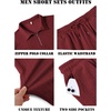 image:imageCOOFANDY Mens 2 Piece Set Summer Beach Vacation Outfits Quarter Zip Polo Shirt and Shorts SetsWine Red