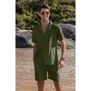 image:imageCOOFANDY Mens 2 Piece Short Set Guayabera Button Down Shirt Casual Summer Beach OutfitsArmy Green