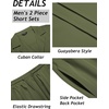 image:imageCOOFANDY Mens 2 Piece Short Set Guayabera Button Down Shirt Casual Summer Beach OutfitsArmy Green