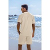 image:imageCOOFANDY Mens 2 Piece Short Set Guayabera Button Down Shirt Casual Summer Beach OutfitsBeige