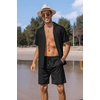 image:imageCOOFANDY Mens 2 Piece Short Set Guayabera Button Down Shirt Casual Summer Beach OutfitsBlack