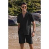 image:imageCOOFANDY Mens 2 Piece Short Set Guayabera Button Down Shirt Casual Summer Beach OutfitsBlack
