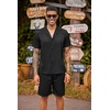 image:imageCOOFANDY Mens 2 Piece Short Set Guayabera Button Down Shirt Casual Summer Beach OutfitsBlack