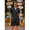 image:imageCOOFANDY Mens 2 Piece Short Set Guayabera Button Down Shirt Casual Summer Beach OutfitsBlack