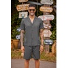 image:imageCOOFANDY Mens 2 Piece Short Set Guayabera Button Down Shirt Casual Summer Beach OutfitsDark Grey