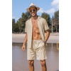 image:imageCOOFANDY Mens 2 Piece Short Set Guayabera Button Down Shirt Casual Summer Beach OutfitsKhaki