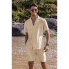 image:imageCOOFANDY Mens 2 Piece Short Set Guayabera Button Down Shirt Casual Summer Beach OutfitsKhaki