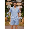 image:imageCOOFANDY Mens 2 Piece Short Set Guayabera Button Down Shirt Casual Summer Beach OutfitsLight Blue