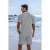 image:imageCOOFANDY Mens 2 Piece Short Set Guayabera Button Down Shirt Casual Summer Beach OutfitsLight Gray