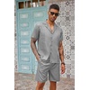 image:imageCOOFANDY Mens 2 Piece Short Set Guayabera Button Down Shirt Casual Summer Beach OutfitsLight Gray