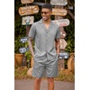 image:imageCOOFANDY Mens 2 Piece Short Set Guayabera Button Down Shirt Casual Summer Beach OutfitsLight Gray