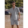 image:imageCOOFANDY Mens 2 Piece Short Set Guayabera Button Down Shirt Casual Summer Beach OutfitsLight Gray