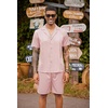 image:imageCOOFANDY Mens 2 Piece Short Set Guayabera Button Down Shirt Casual Summer Beach OutfitsPink