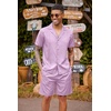 image:imageCOOFANDY Mens 2 Piece Short Set Guayabera Button Down Shirt Casual Summer Beach OutfitsPurple