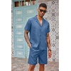 image:imageCOOFANDY Mens 2 Piece Short Set Guayabera Button Down Shirt Casual Summer Beach OutfitsRoyal Blue