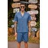 image:imageCOOFANDY Mens 2 Piece Short Set Guayabera Button Down Shirt Casual Summer Beach OutfitsRoyal Blue
