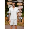 image:imageCOOFANDY Mens 2 Piece Short Set Guayabera Button Down Shirt Casual Summer Beach OutfitsWhite