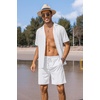 image:imageCOOFANDY Mens 2 Piece Short Set Guayabera Button Down Shirt Casual Summer Beach OutfitsWhite