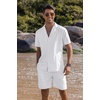 image:imageCOOFANDY Mens 2 Piece Short Set Guayabera Button Down Shirt Casual Summer Beach OutfitsWhite