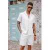 image:imageCOOFANDY Mens 2 Piece Short Set Guayabera Button Down Shirt Casual Summer Beach OutfitsWhite