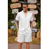 image:imageCOOFANDY Mens 2 Piece Short Set Guayabera Button Down Shirt Casual Summer Beach OutfitsWhite