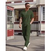 image:imageCOOFANDY Mens 2 Pieces Outfits Casual Quarter Zip Polo Shirt and Jogging Pants Summer Tracksuits SetArmy Green