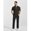 image:imageCOOFANDY Mens 2 Pieces Outfits Casual Quarter Zip Polo Shirt and Jogging Pants Summer Tracksuits SetBlack