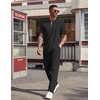 image:imageCOOFANDY Mens 2 Pieces Outfits Casual Quarter Zip Polo Shirt and Jogging Pants Summer Tracksuits SetBlack