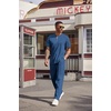 image:imageCOOFANDY Mens 2 Pieces Outfits Casual Quarter Zip Polo Shirt and Jogging Pants Summer Tracksuits SetDark Blue