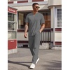 image:imageCOOFANDY Mens 2 Pieces Outfits Casual Quarter Zip Polo Shirt and Jogging Pants Summer Tracksuits SetDark Grey