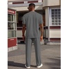 image:imageCOOFANDY Mens 2 Pieces Outfits Casual Quarter Zip Polo Shirt and Jogging Pants Summer Tracksuits SetDark Grey