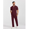 image:imageCOOFANDY Mens 2 Pieces Outfits Casual Quarter Zip Polo Shirt and Jogging Pants Summer Tracksuits SetDark Red