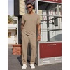 image:imageCOOFANDY Mens 2 Pieces Outfits Casual Quarter Zip Polo Shirt and Jogging Pants Summer Tracksuits SetKhaki