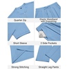image:imageCOOFANDY Mens 2 Pieces Outfits Casual Quarter Zip Polo Shirt and Jogging Pants Summer Tracksuits SetLight Blue
