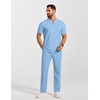image:imageCOOFANDY Mens 2 Pieces Outfits Casual Quarter Zip Polo Shirt and Jogging Pants Summer Tracksuits SetLight Blue