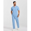 image:imageCOOFANDY Mens 2 Pieces Outfits Casual Quarter Zip Polo Shirt and Jogging Pants Summer Tracksuits SetLight Blue