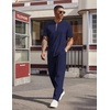 image:imageCOOFANDY Mens 2 Pieces Outfits Casual Quarter Zip Polo Shirt and Jogging Pants Summer Tracksuits SetNavy Blue