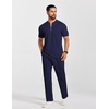 image:imageCOOFANDY Mens 2 Pieces Outfits Casual Quarter Zip Polo Shirt and Jogging Pants Summer Tracksuits SetNavy Blue