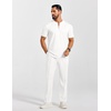 image:imageCOOFANDY Mens 2 Pieces Outfits Casual Quarter Zip Polo Shirt and Jogging Pants Summer Tracksuits SetWhite