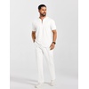 image:imageCOOFANDY Mens 2 Pieces Outfits Casual Quarter Zip Polo Shirt and Jogging Pants Summer Tracksuits SetWhite