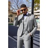image:imageCOOFANDY Mens 3 Pieces Suit Classic One Button Single Breasted Slim Fit Blazer Jacket Vest Pants Set Wedding BusinesLight Heather Grey