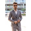 image:imageCOOFANDY Mens 3 Pieces Suit Classic One Button Single Breasted Slim Fit Blazer Jacket Vest Pants Set Wedding BusinesLight Heather Grey