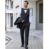 image:imageCOOFANDY Mens 3 Pieces Suit Slim Fit Tuxedo Set One Button Shawl Lapel Dinner Prom Jacket Vest Pants with TieDgreyBlack