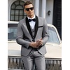image:imageCOOFANDY Mens 3 Pieces Suit Slim Fit Tuxedo Set One Button Shawl Lapel Dinner Prom Jacket Vest Pants with TieLgreyBlack