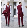 image:imageCOOFANDY Mens 3 Pieces Suit Slim Fit Tuxedo Set One Button Shawl Lapel Dinner Prom Jacket Vest Pants with TieWine Red