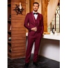 image:imageCOOFANDY Mens 3 Pieces Suit Slim Fit Tuxedo Set One Button Shawl Lapel Dinner Prom Jacket Vest Pants with TieWine Red