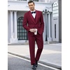 image:imageCOOFANDY Mens 3 Pieces Suit Slim Fit Tuxedo Set One Button Shawl Lapel Dinner Prom Jacket Vest Pants with TieWine Red