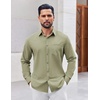image:imageCOOFANDY Mens Button Down Shirt Casual Untucked Shirts Long Sleeve Dress Shirt with PocketArmy Green